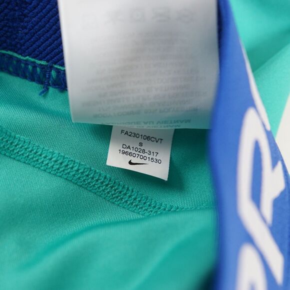 Nike Pro Dri Fit Teal Blue Green Contrast Older Kids Girls Leggings Sz S - Picture 9 of 9